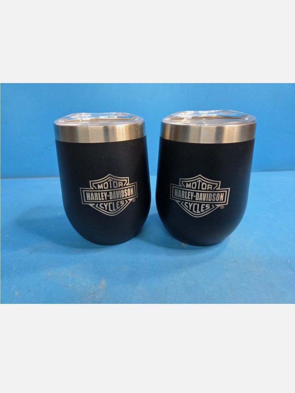 Harley-Davidson Black and Silver Logo Stemless Tumblers Set
